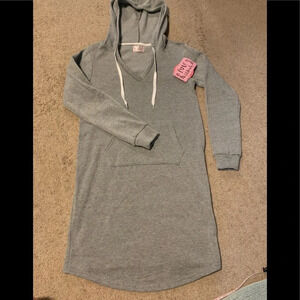Gray Hooded Sweatshirt Dress Tunic small